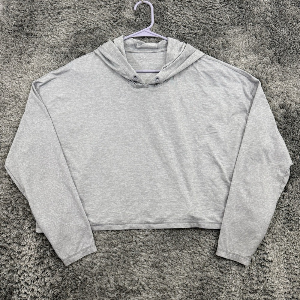 Athleta‎ Hoodie Women's Medium Gray Crop Heather Jersey Thumb Holes